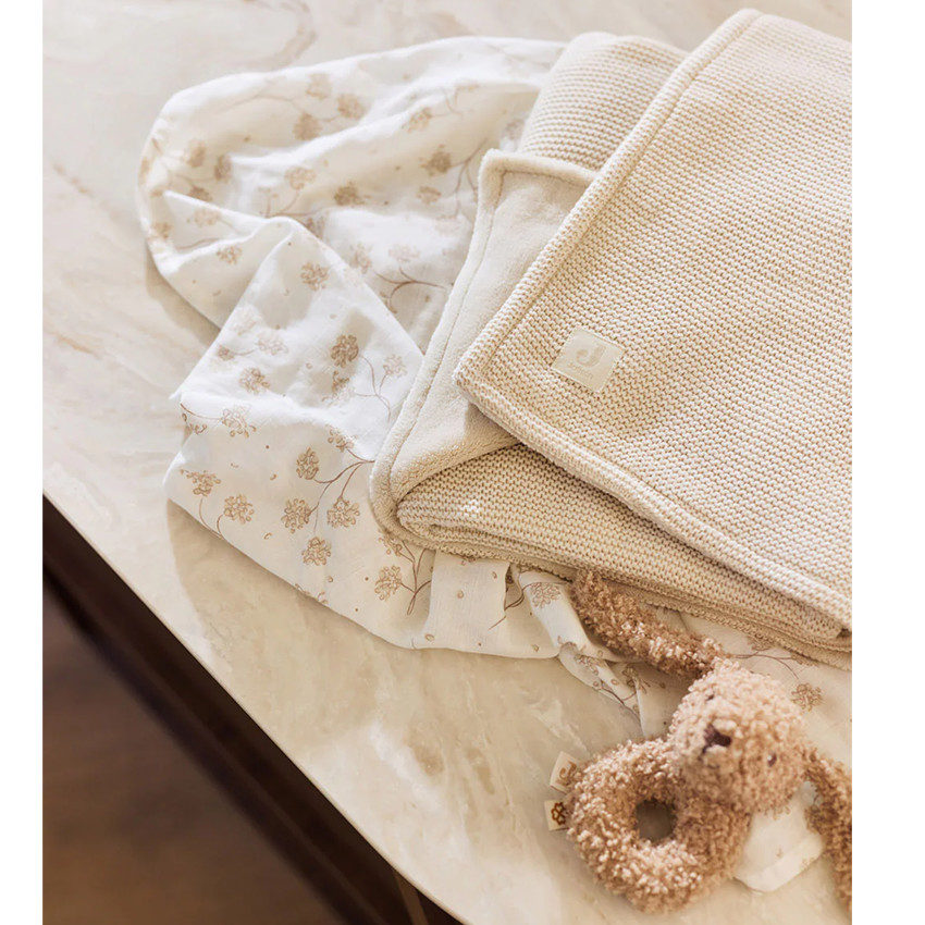Couverture lit bébé - Basic Knit - Avoine/Velours - 100x150 cm 