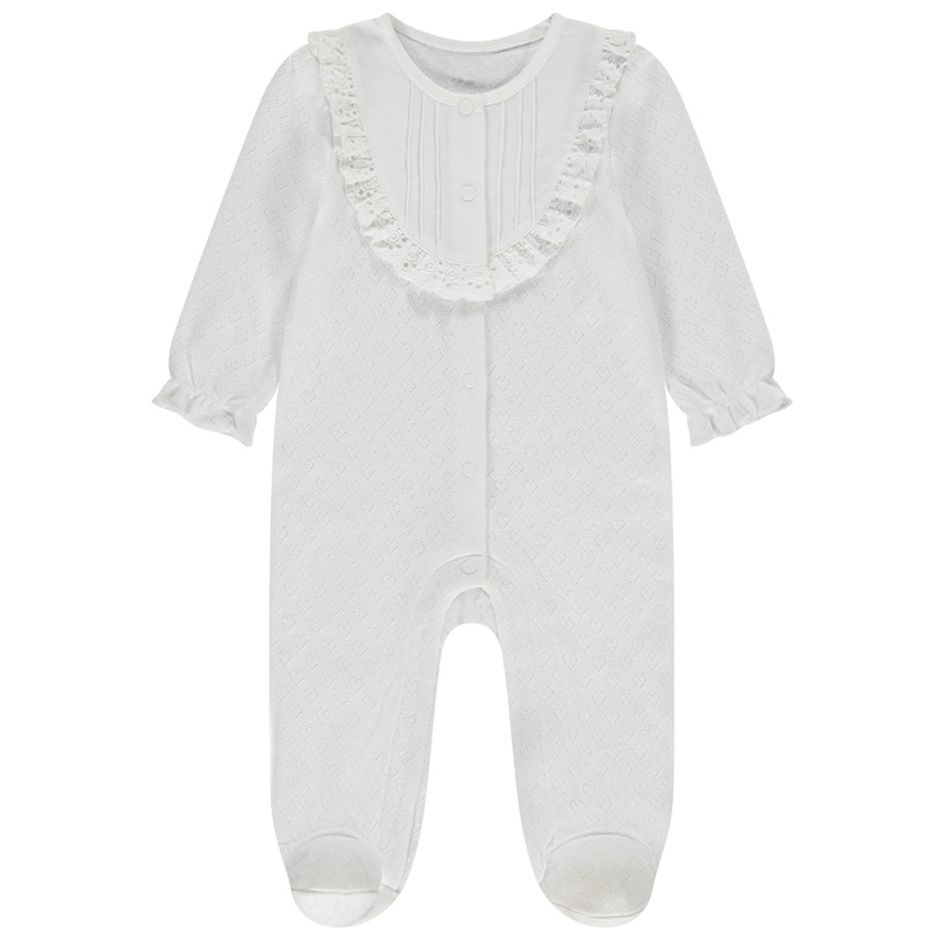 Pyjama in pointelle mesh harten voor baby meisje 