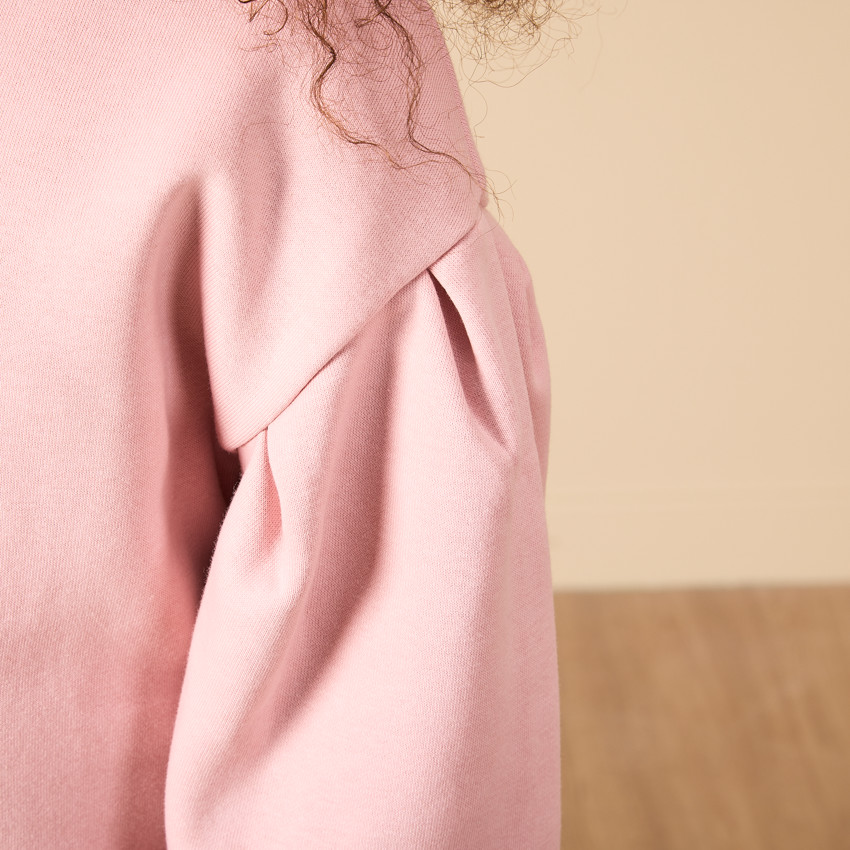 Robe uni à manches tombantes avec print bouclette pour fille 