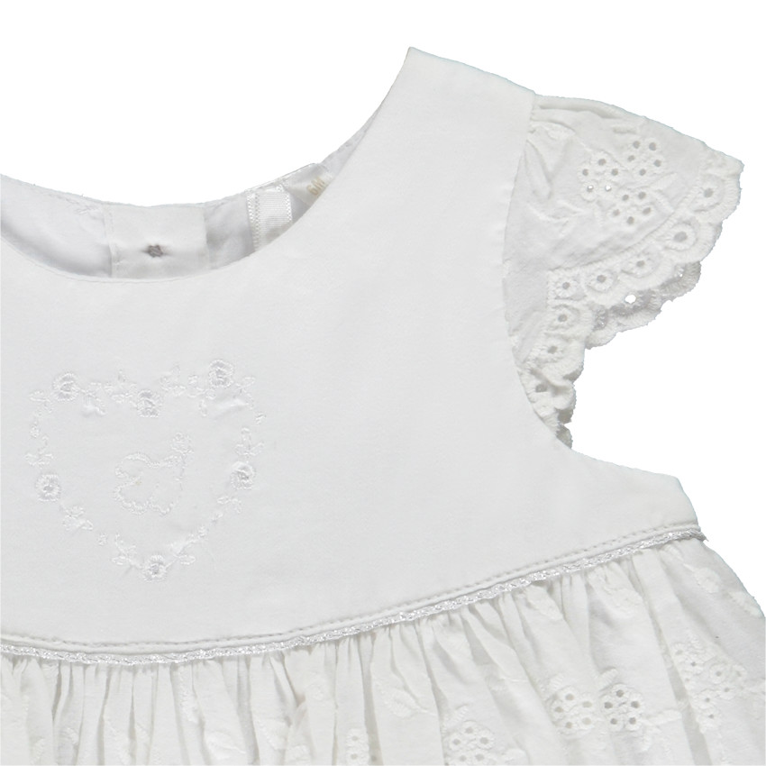 Robe de cérémonie en broderie anglaise pour bébé fille 