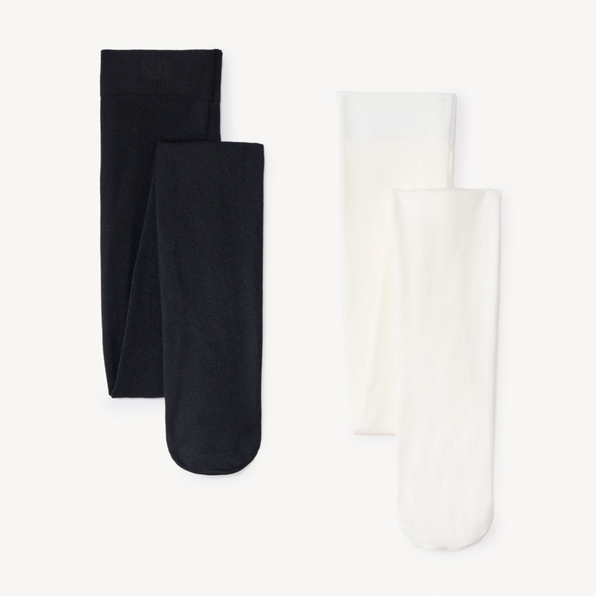 Lot de 2 paires de collants épais unis pour fille  