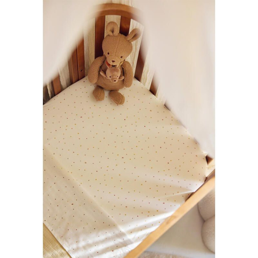 Drap housse lit 60x120 jersey Pretty Kangaroots & Dusty Dot 
