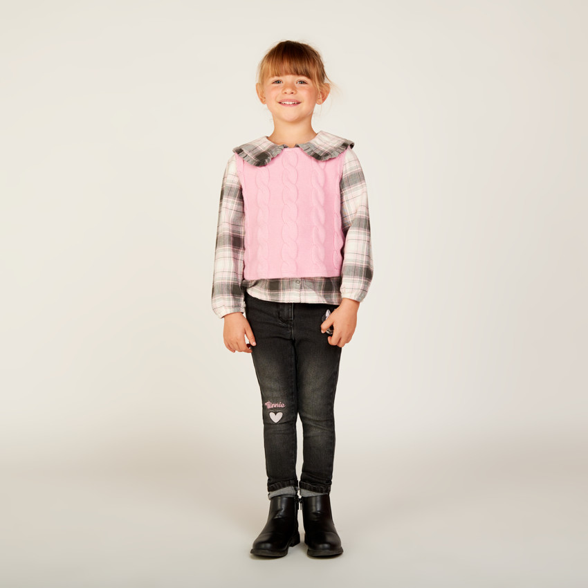 Langarmige geruite blouse 2-in-1 voor meisjes 