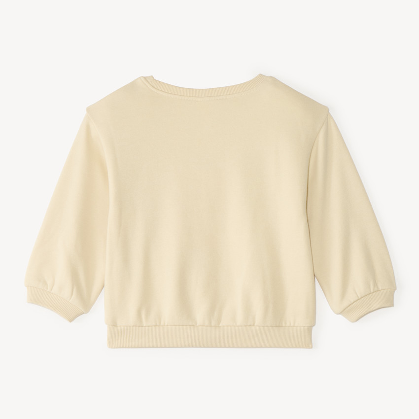 Sweat in fleece 1/2 oversized met fantasieprint voor meisjesbaby. 