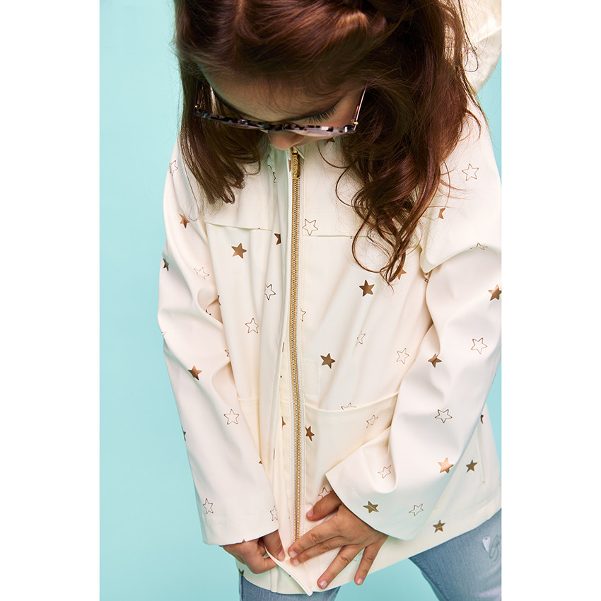 Parka met capuchon, gevoerd met jersey en sterrenprint voor meisjes 