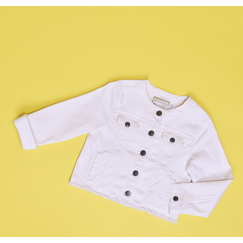 Veste en jean écrue col mao pour fille 