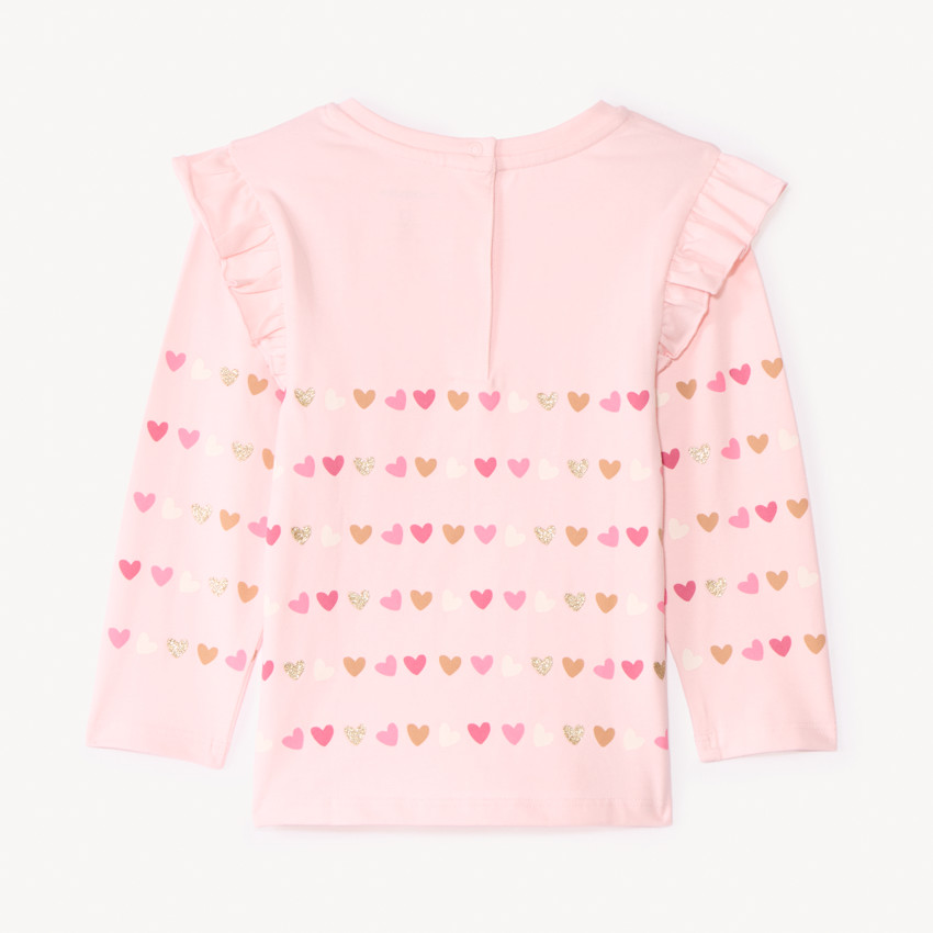 T-shirt met lange mouwen, met hartjesprint, voor babymeisje 