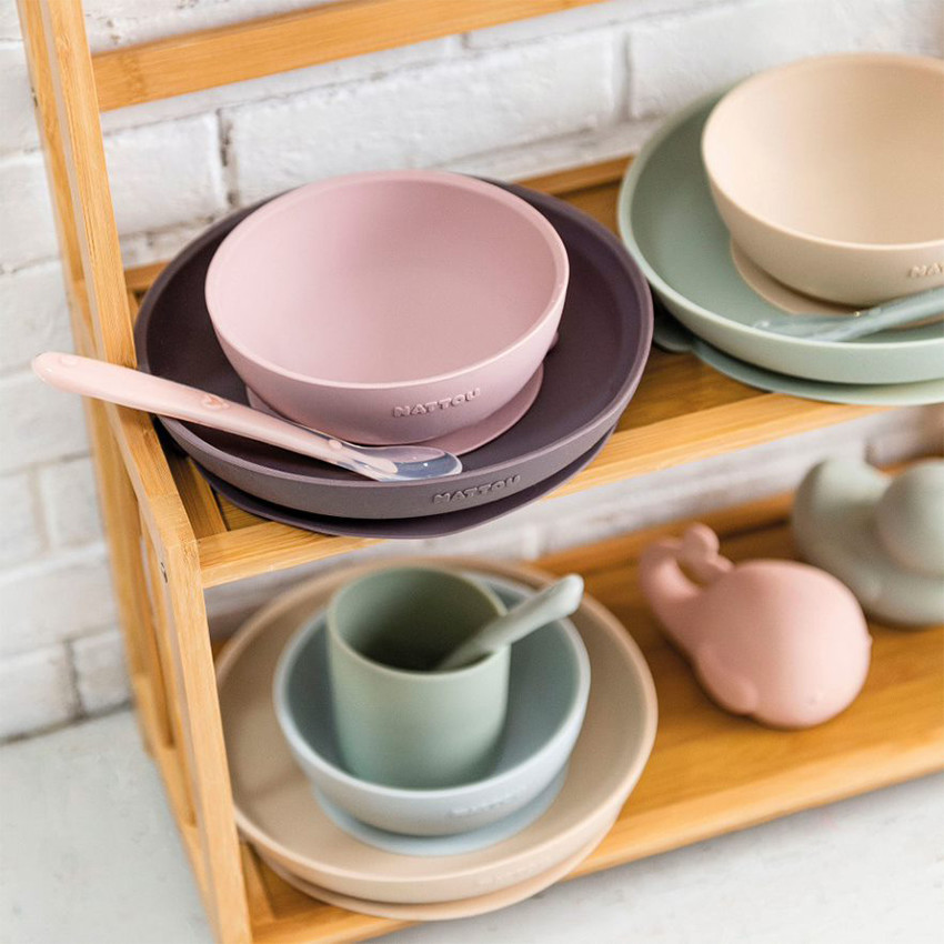 Set repas 3 pièces en silicone - Rose 