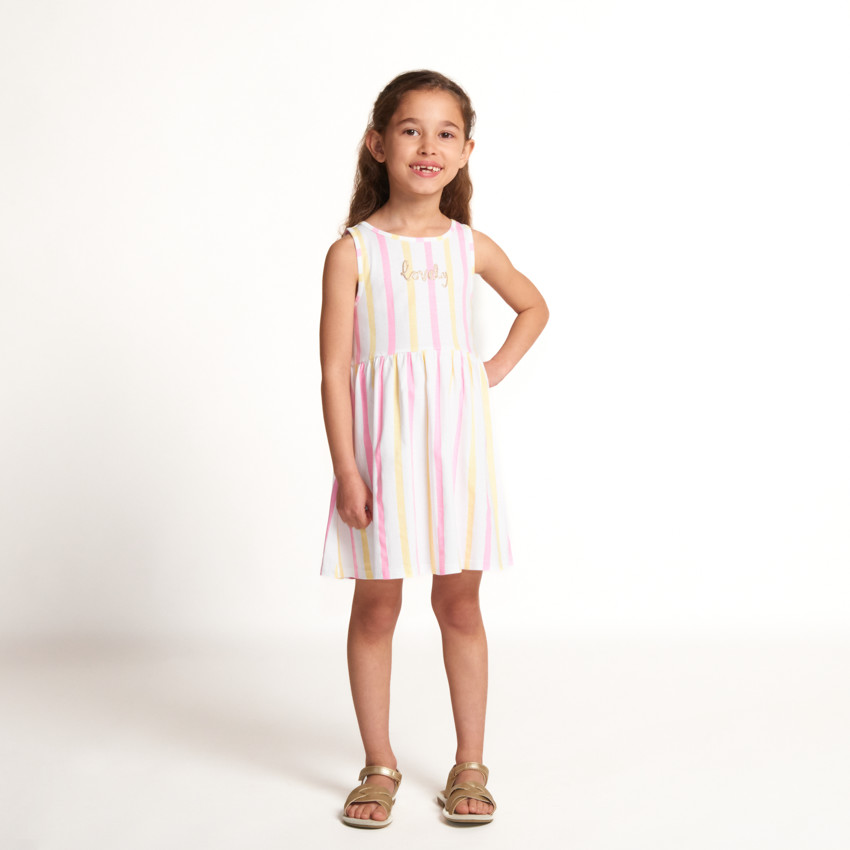 Robe sans manches rayée à print pailleté pour fille 