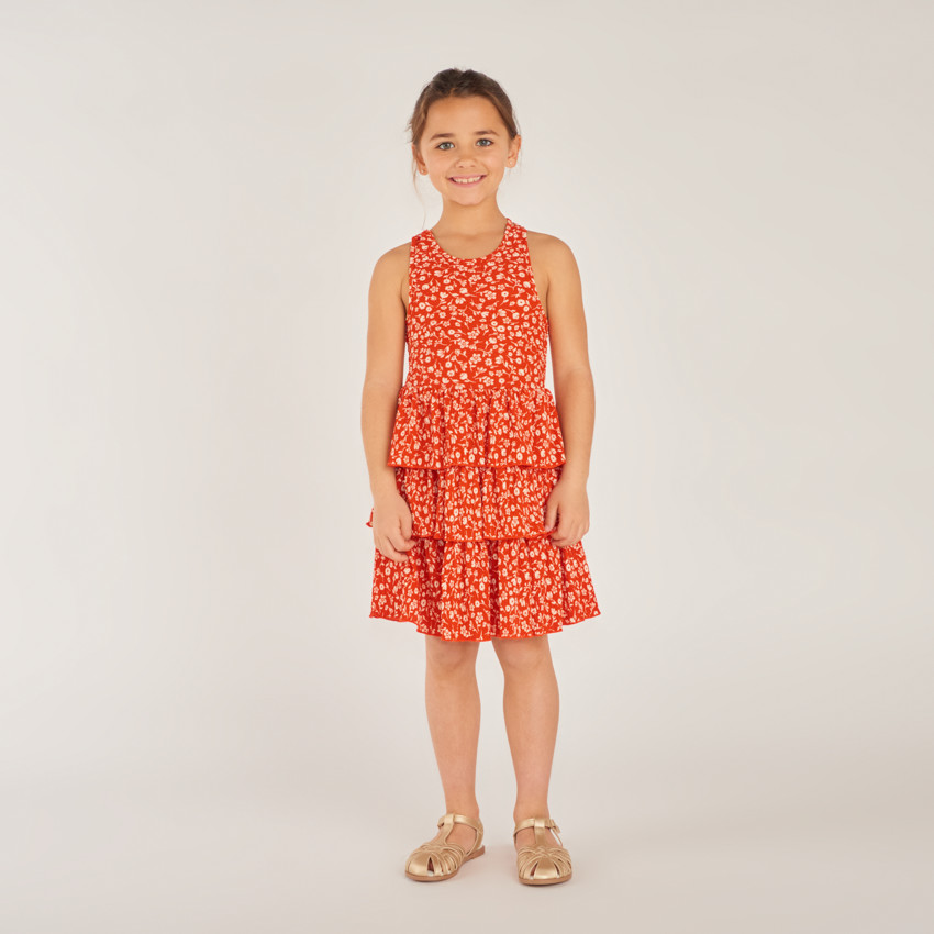 Robe sans manches imprimé fleuri pour fille 
