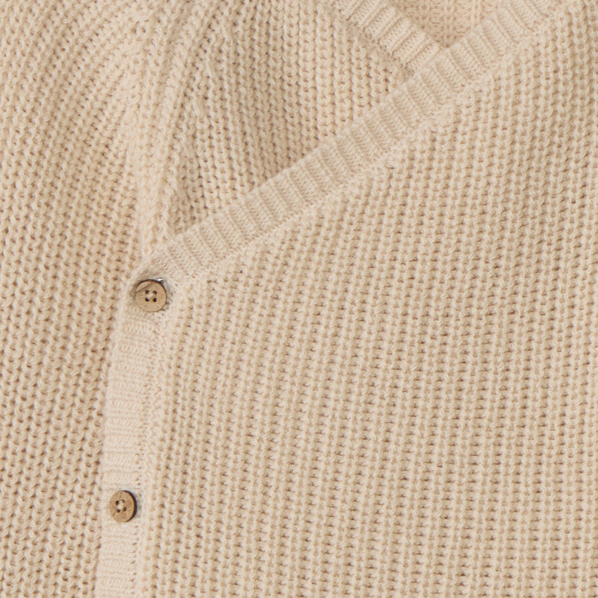 Gebreid vestje in fluweel, effen beige, voor baby 
