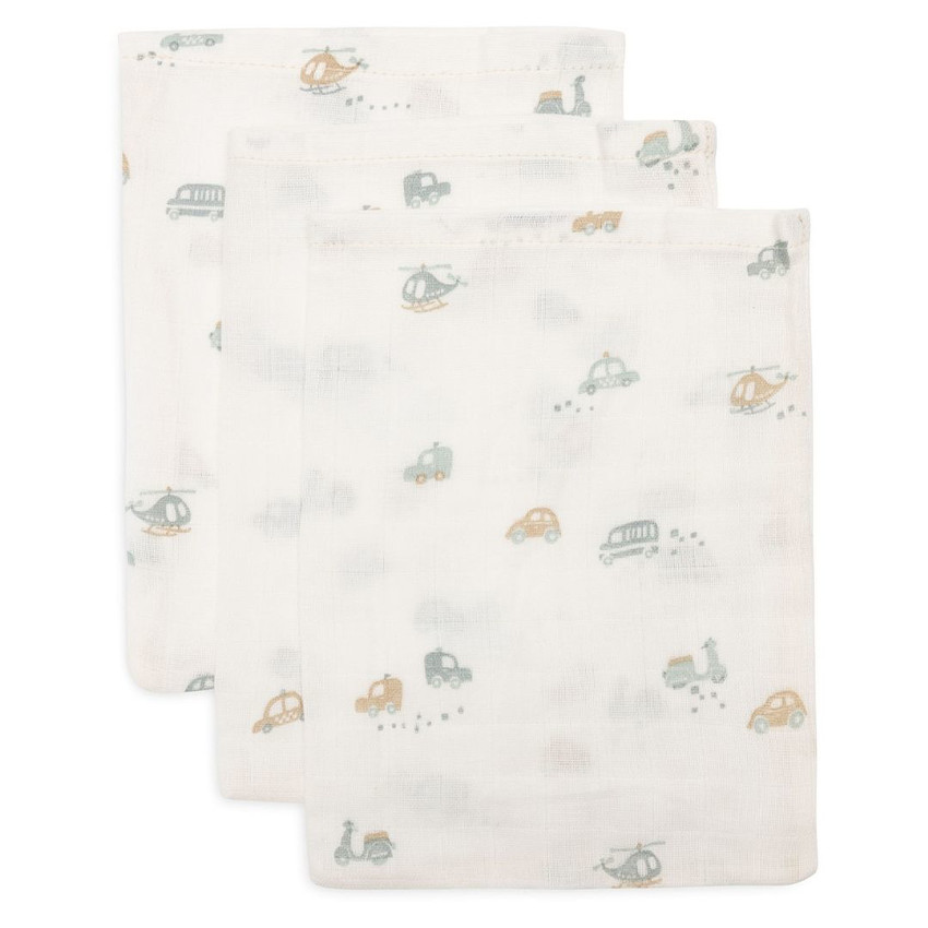 Gant de toilette gaze de coton 15x20cm On The Go 3pcs 