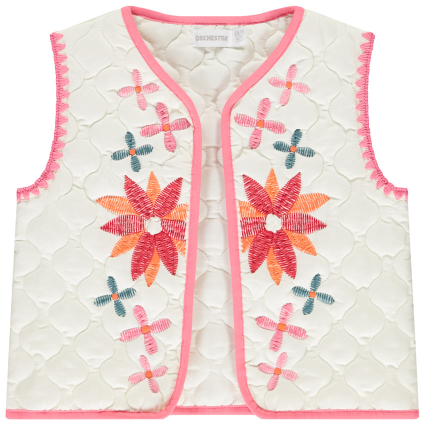 Gilet sans manches en voile brodé fantaisie pour fille  