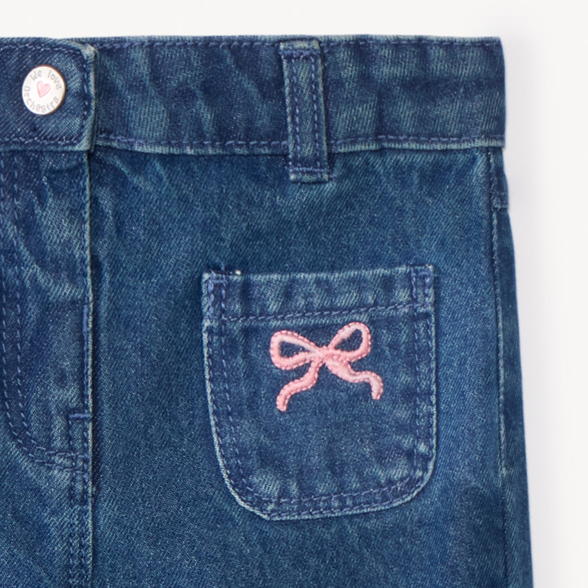 Jean large uni pour bébé fille 