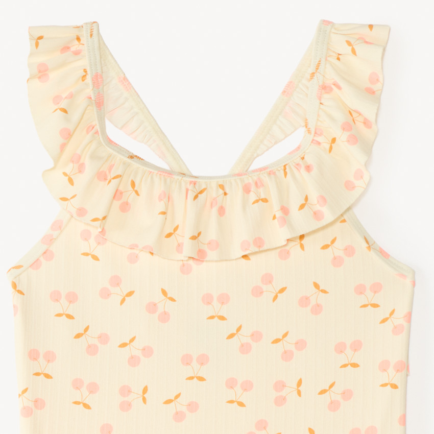 Maillot de bain 1 pièce à volants et imprimé cerise pour bébé fille 