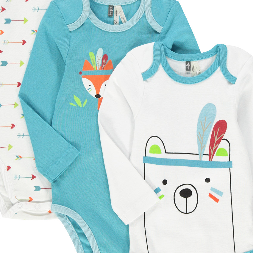 Lot de 7 bodies manches longues à motifs fantaisie 