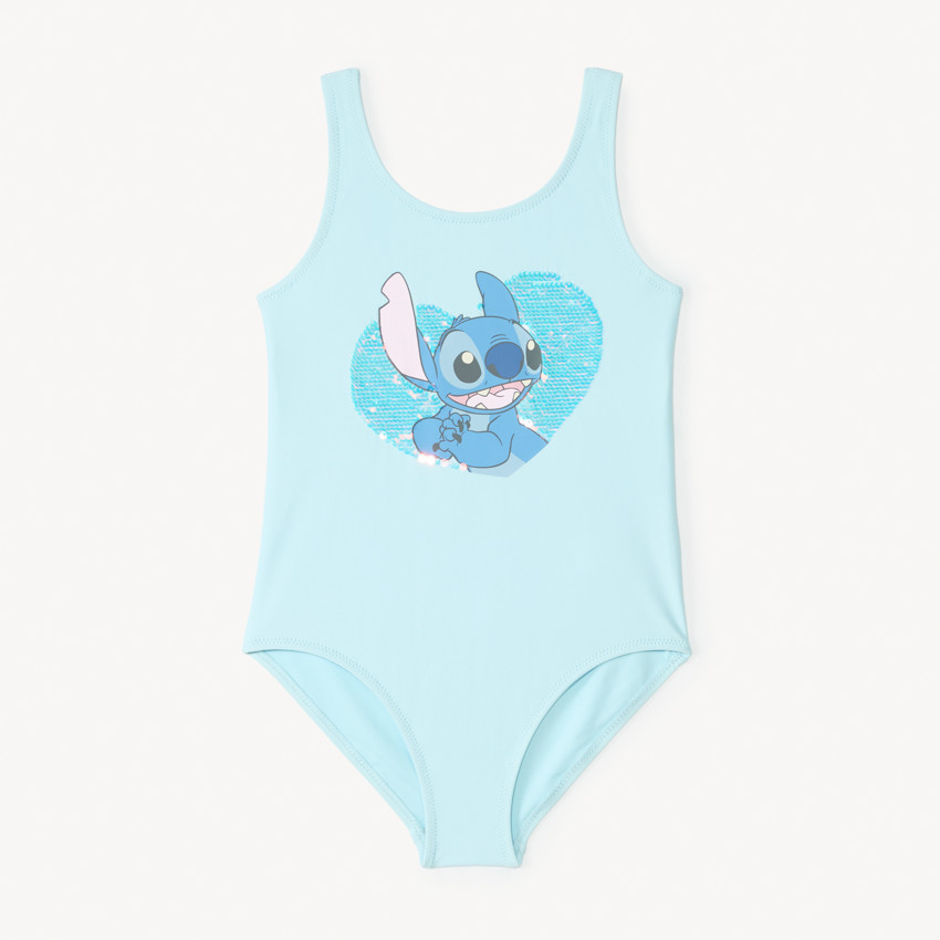 Maillot de bain 1 pièce Stitch Disney avec sequins et ouverture dans le dos fille 