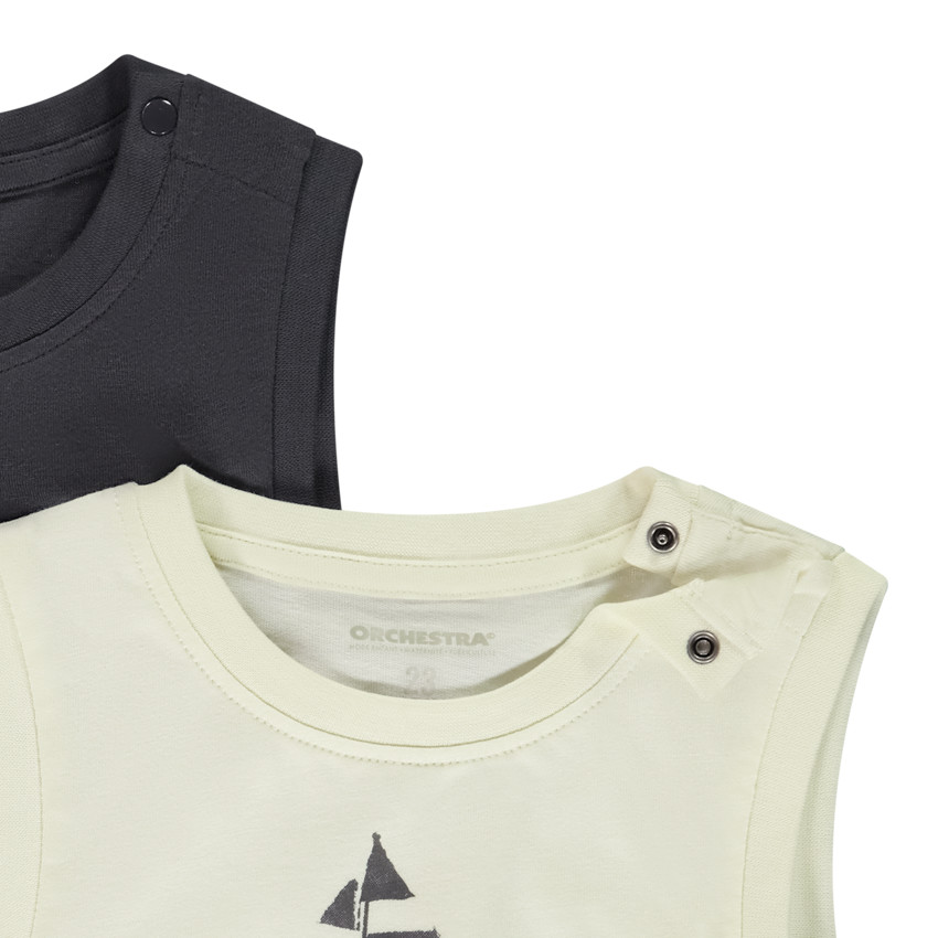 Lot de 2 débardeurs uni et fantaisie pour bébé garçon 