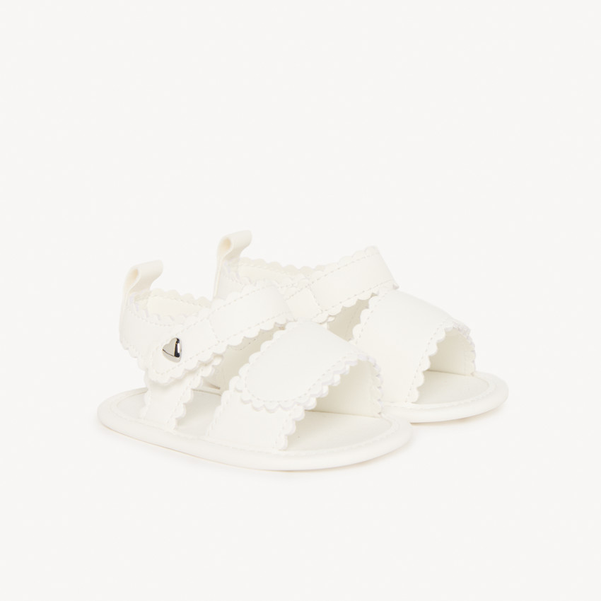Open-toe witte klittenbandsandalen met golven voor meisjesbaby's 