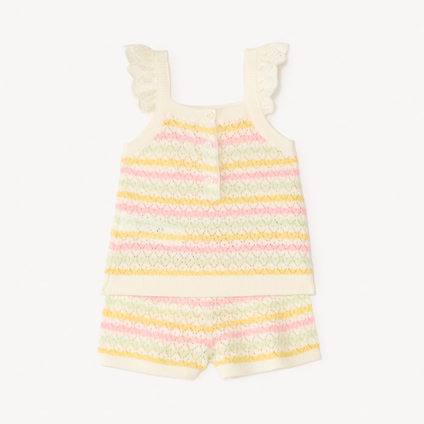 Ensemble 2 pièces débardeur + short en maille tricotée fantaisie pour bébé fille 