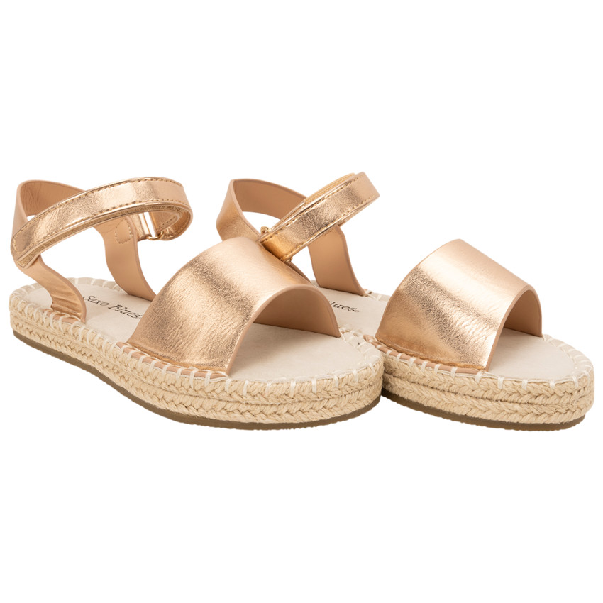 Sandalen in roségoud met satijnen effect en touwzool voor meisjes 