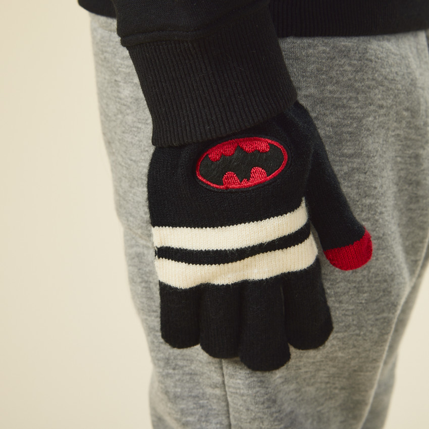 Gants en tricot patch brodé Batman Warner pour garçon 