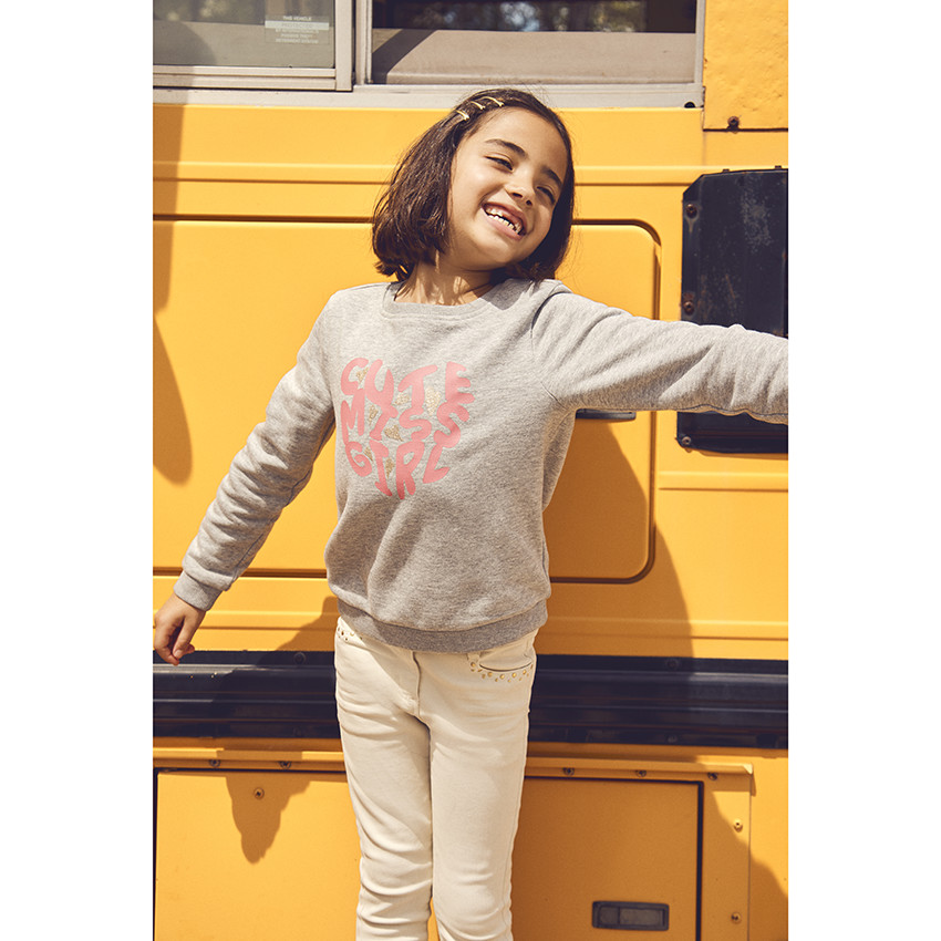 Jean slim uni avec strass pour fille 