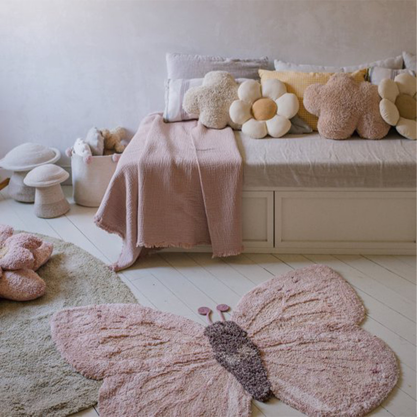 Tapis coton lavable 90x120cm Animal Baby Butterfly 
