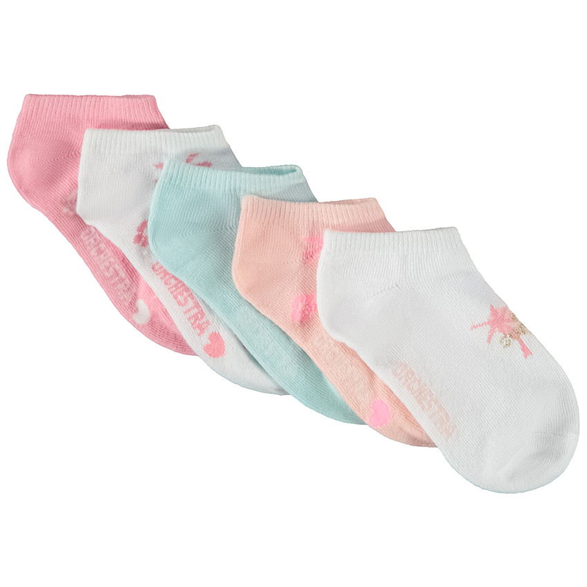 Lot de 5 paires de chaussettes courtes fantaisie pour fille 