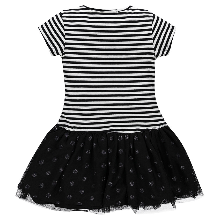 Robe manches courtes rayée avec volants en tulle et print Disney Alice au Pays des Merveilles 