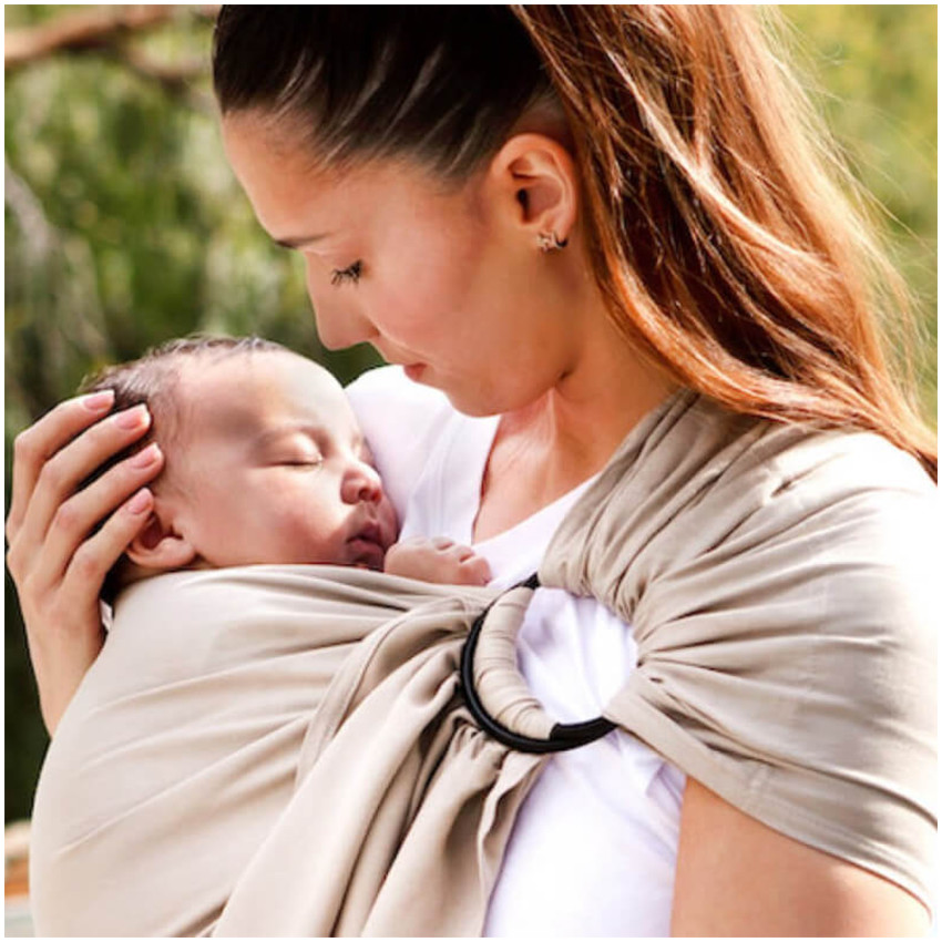 Écharpe de portage tissée sans nœud Sling or blanc 