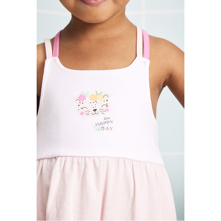 Jurk met dubbele bretellen en degradeereffect voor baby meisjes 