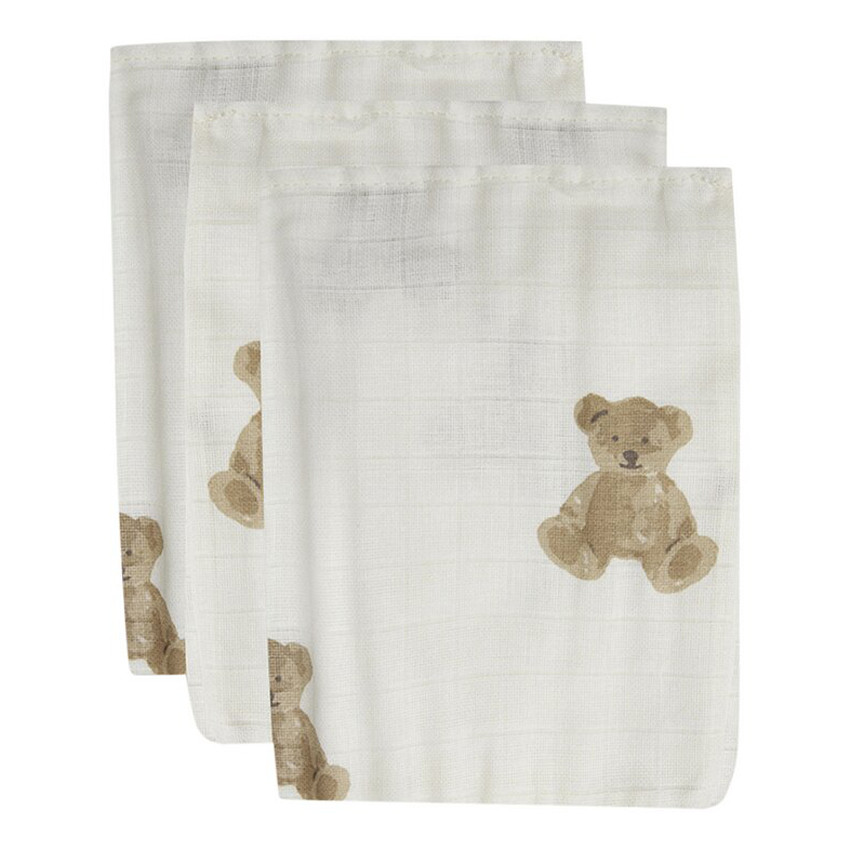 Gant de toilette gaze de coton Teddy Bear 3 pcs 