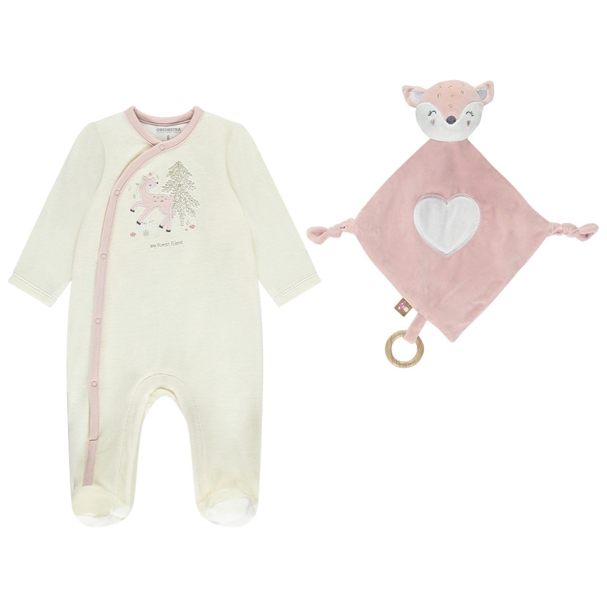 Pyjama in fantasie fluweel met bijpassend knuffel doudou voor meisjes 