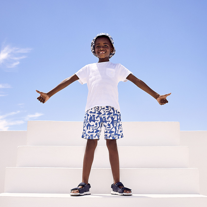 Bermuda met Mykonos-print voor jongen 