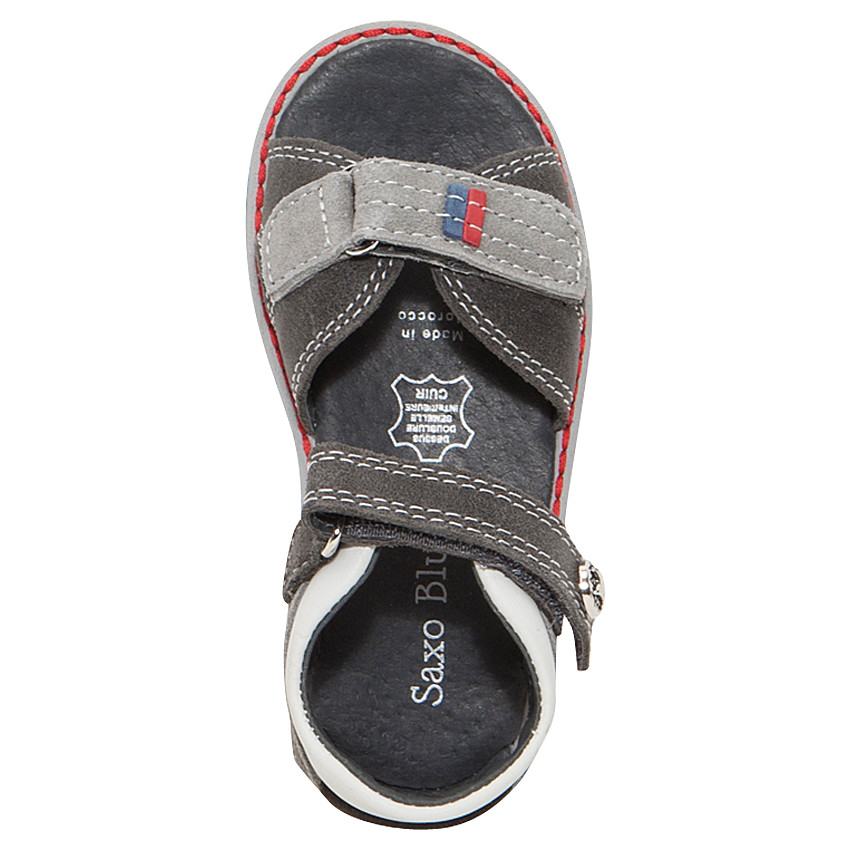 Nu-pieds en cuir avec ouverture à scratchs 