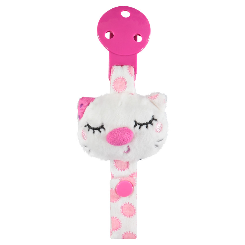 Attache sucette en sherpa et jersey forme chat 