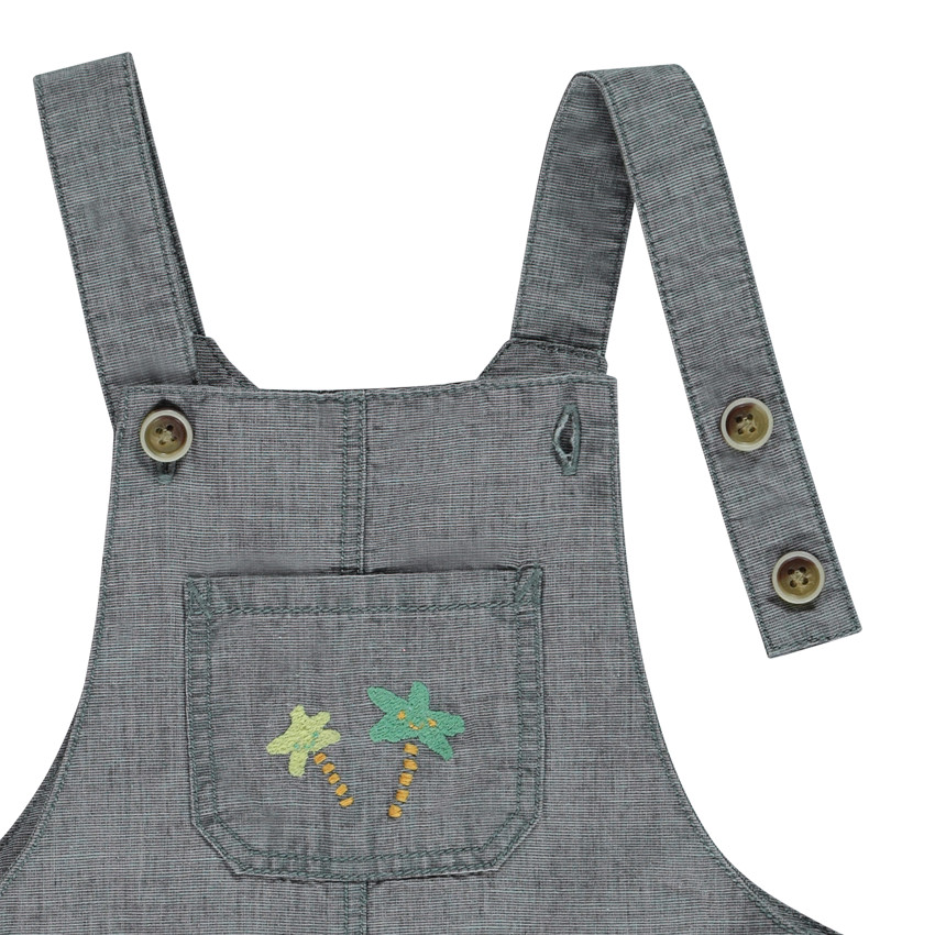 Korte salopette met palmborduren voor babyjongen 