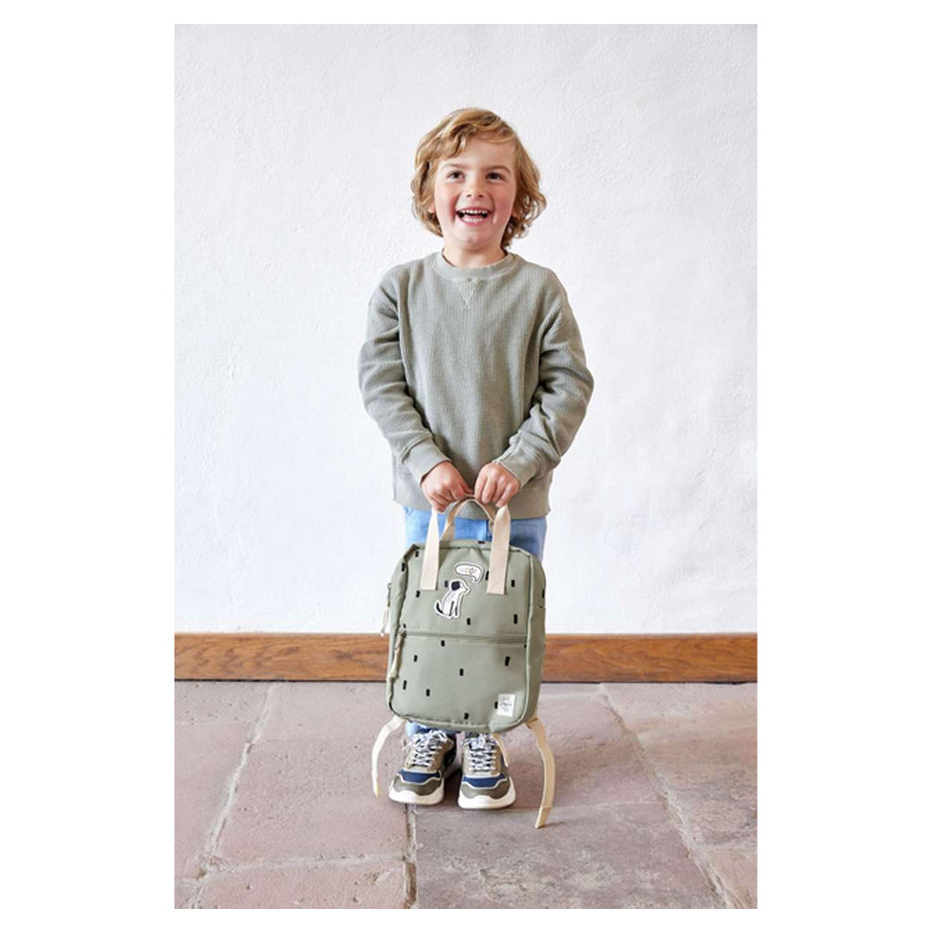 Rugzak Mini Square - Happy prints Olijf 