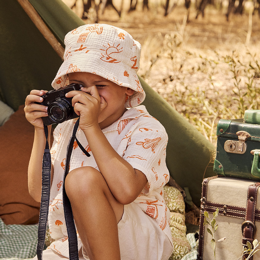 Chemise manches courtes en tetra imprimé vacances pour garçon 