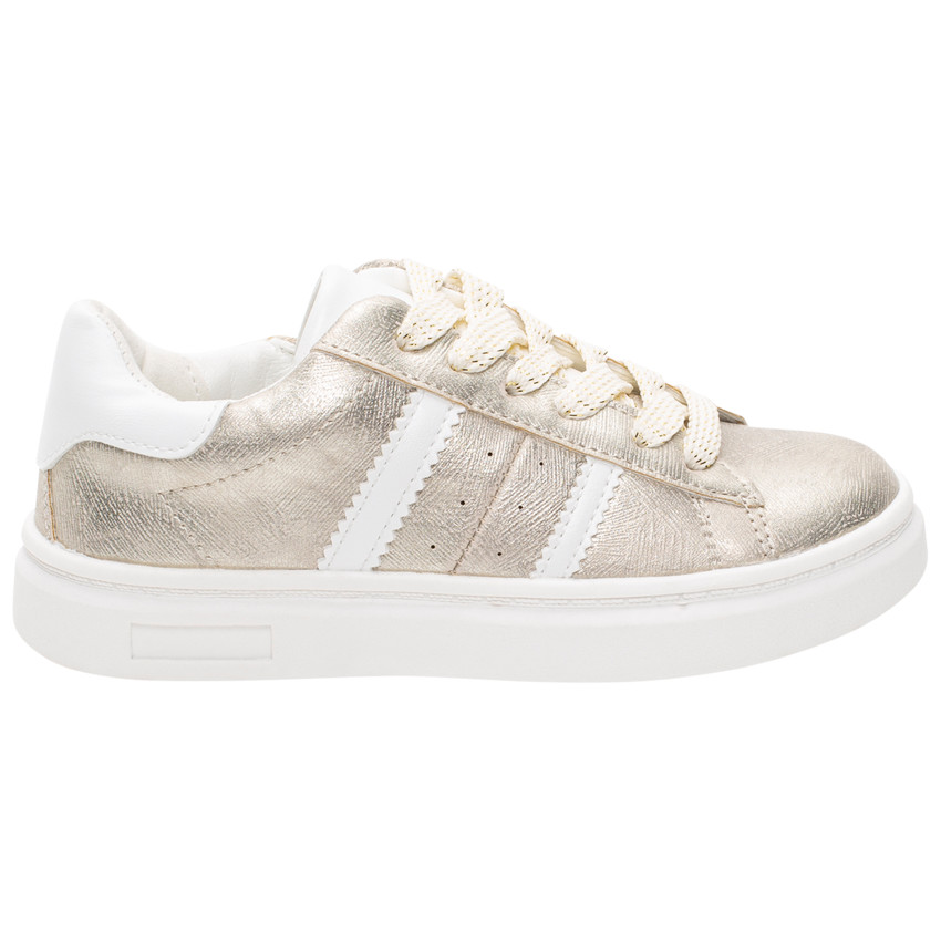 Lage, iriserende sneakers met textuur en stroken 