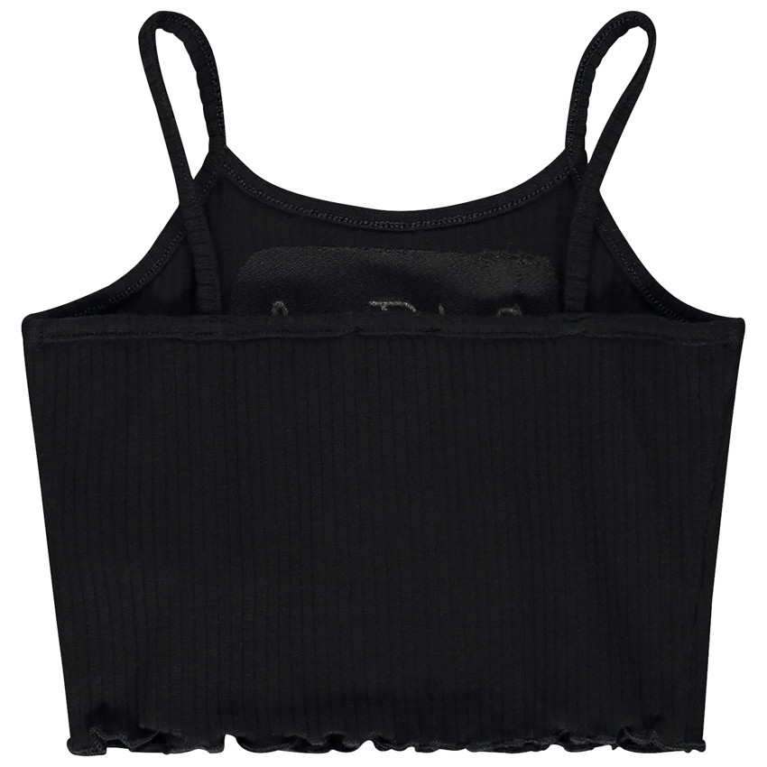 Débardeur court effet côtelé à broderie fille 