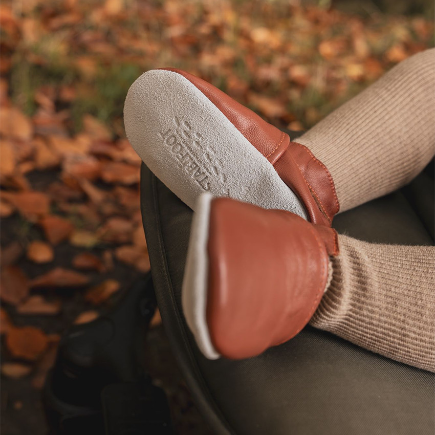 Chaussons souples 3-6M en cuir Babysoft cognac 