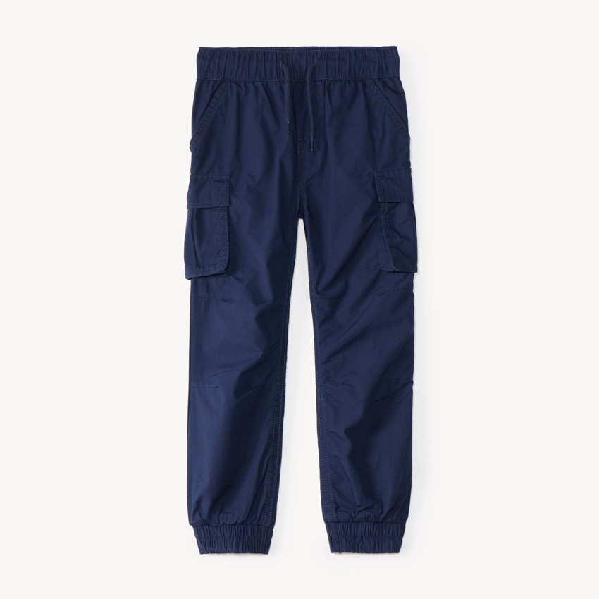 Pantalon garçon style jogger cargo uni 