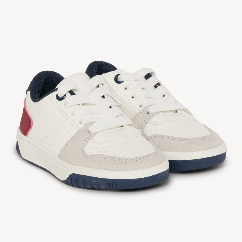 Baskets basses à lacets et zip tricolore pour garçon  