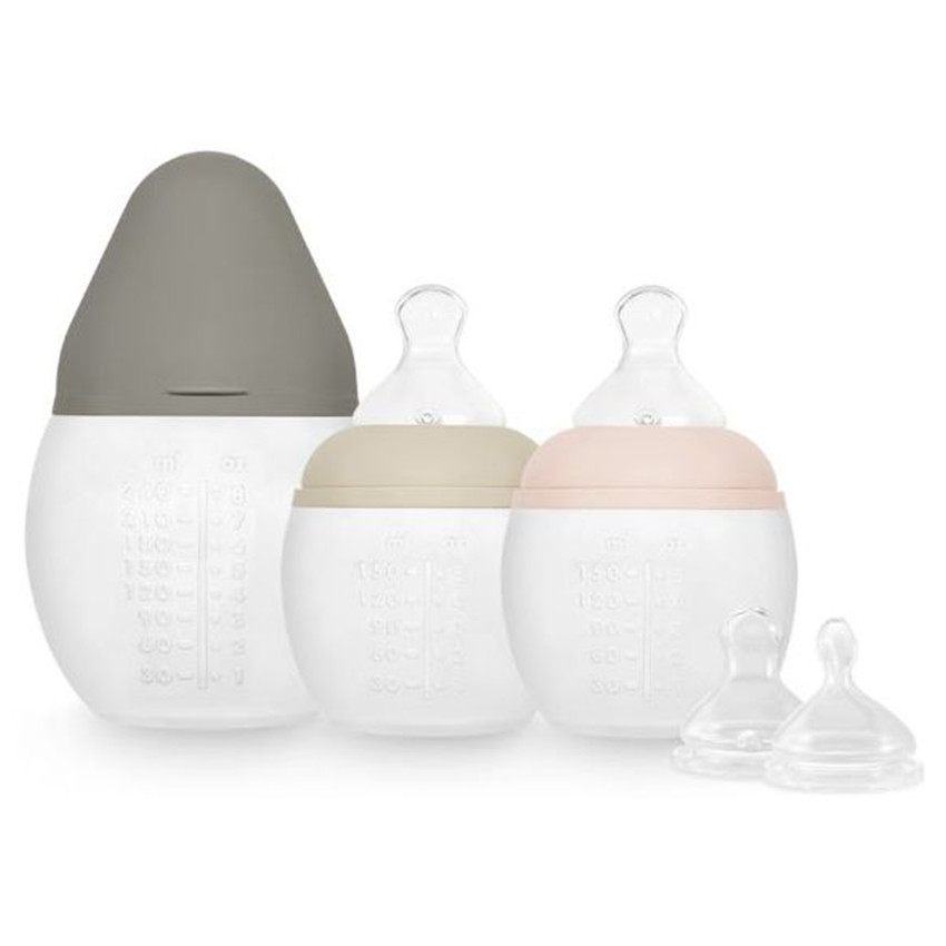 Geboortekit siliconen zuigflessen New Bestie Nude Sand Kaki 