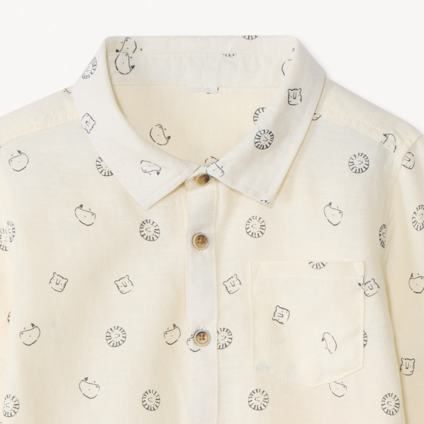 Hemd met lange mouwen, allover savannedierenprint, voor babyjongens 