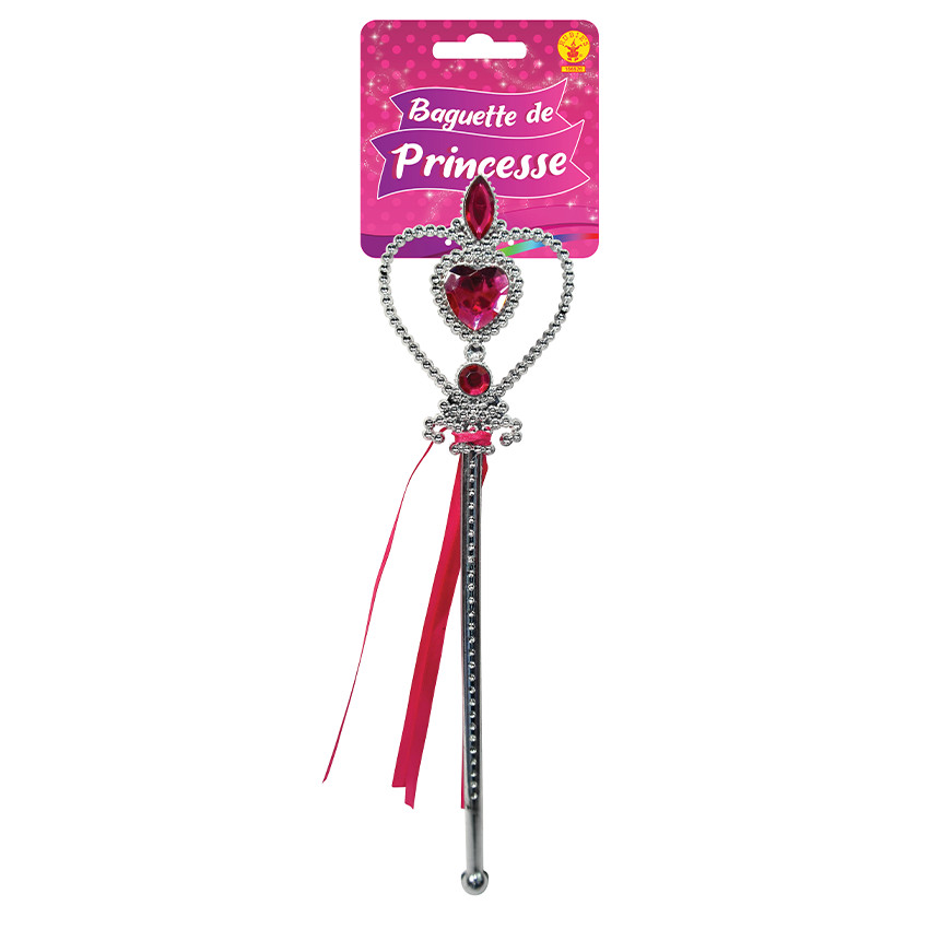 Baguette de princesse argentée avec coeur et joyaux 