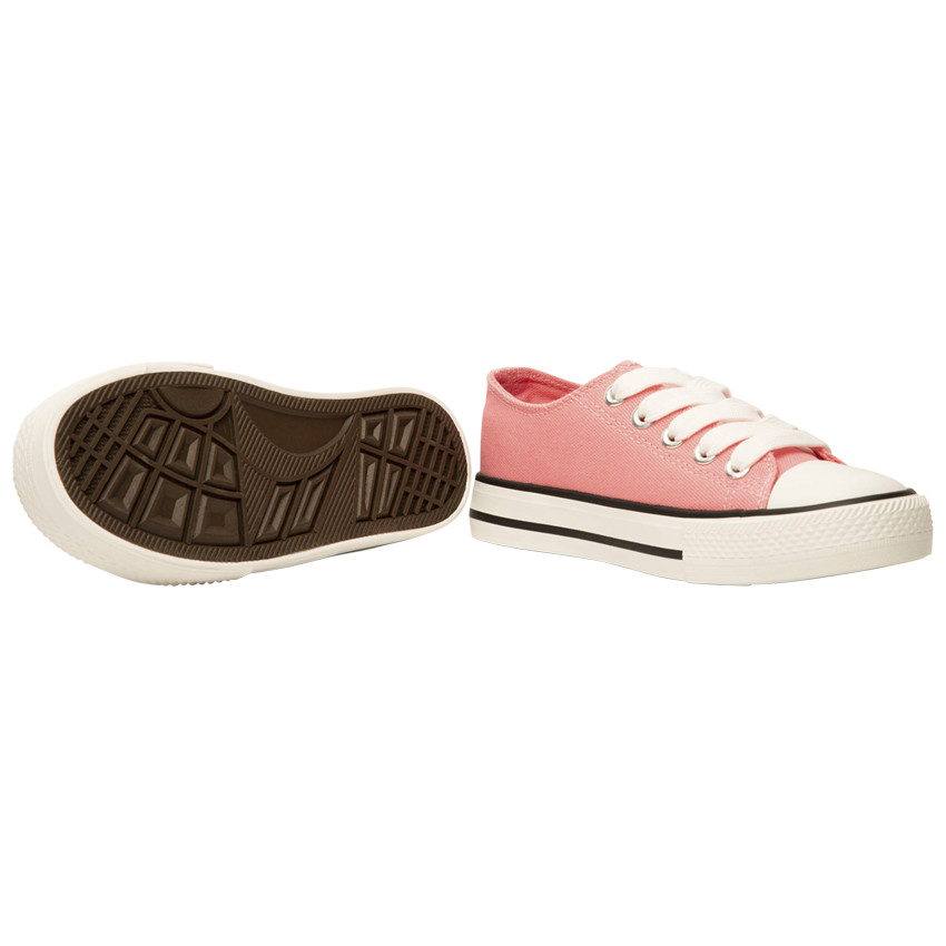 Lage roze canvas sneakers met veters voor meisjes 