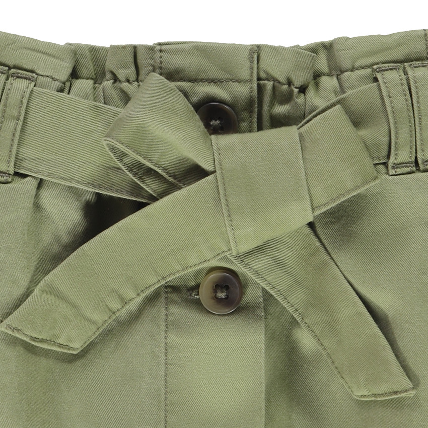 Jupe trapèze boutonnée avec ceinture à nouer pour fille 